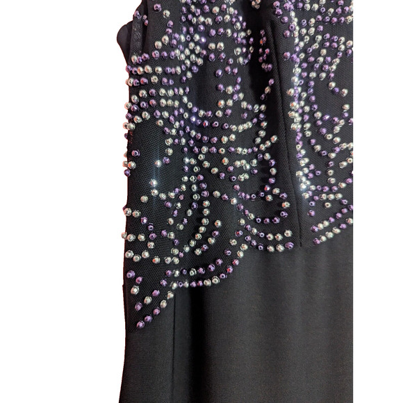 Jackie Jon Black Beaded Mesh Sleeveless Formal Maxi Gown Dress Size 6 A1 - Picture 3 of 7